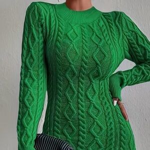 SHEIN Vibrant Green Cowl Neck Sweater